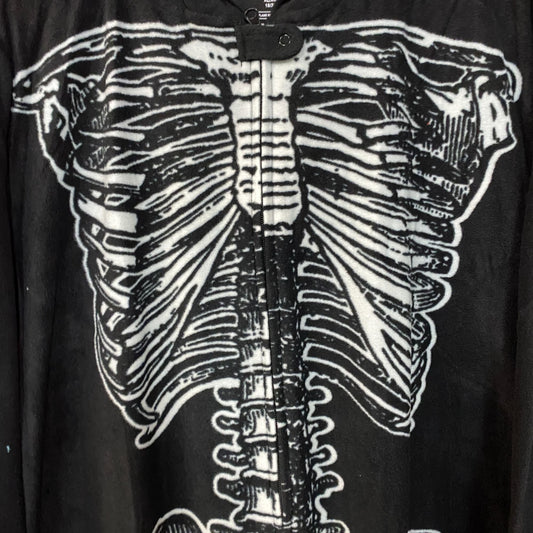 Under Disguise Skeleton Black Warm Fleece One Piece Zip Up Onesie XL