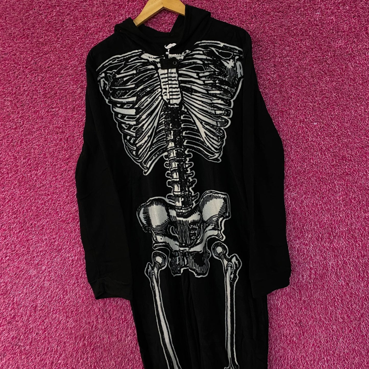 Under Disguise Skeleton Black Warm Fleece One Piece Zip Up Onesie XL