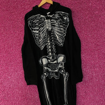 Under Disguise Skeleton Black Warm Fleece One Piece Zip Up Onesie XL