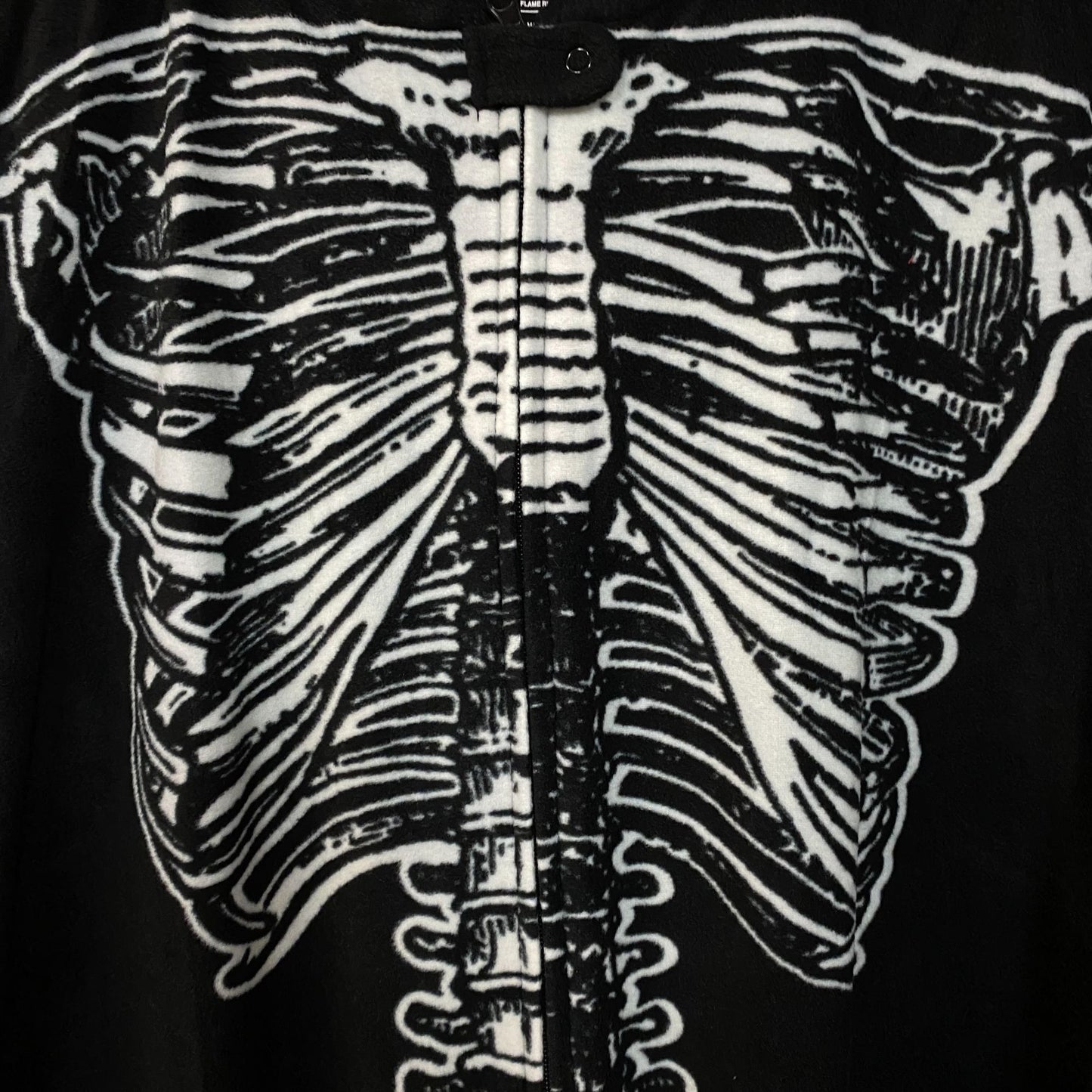 Under Disguise Skeleton Black Warm Fleece One Piece Zip Up Onesie XL
