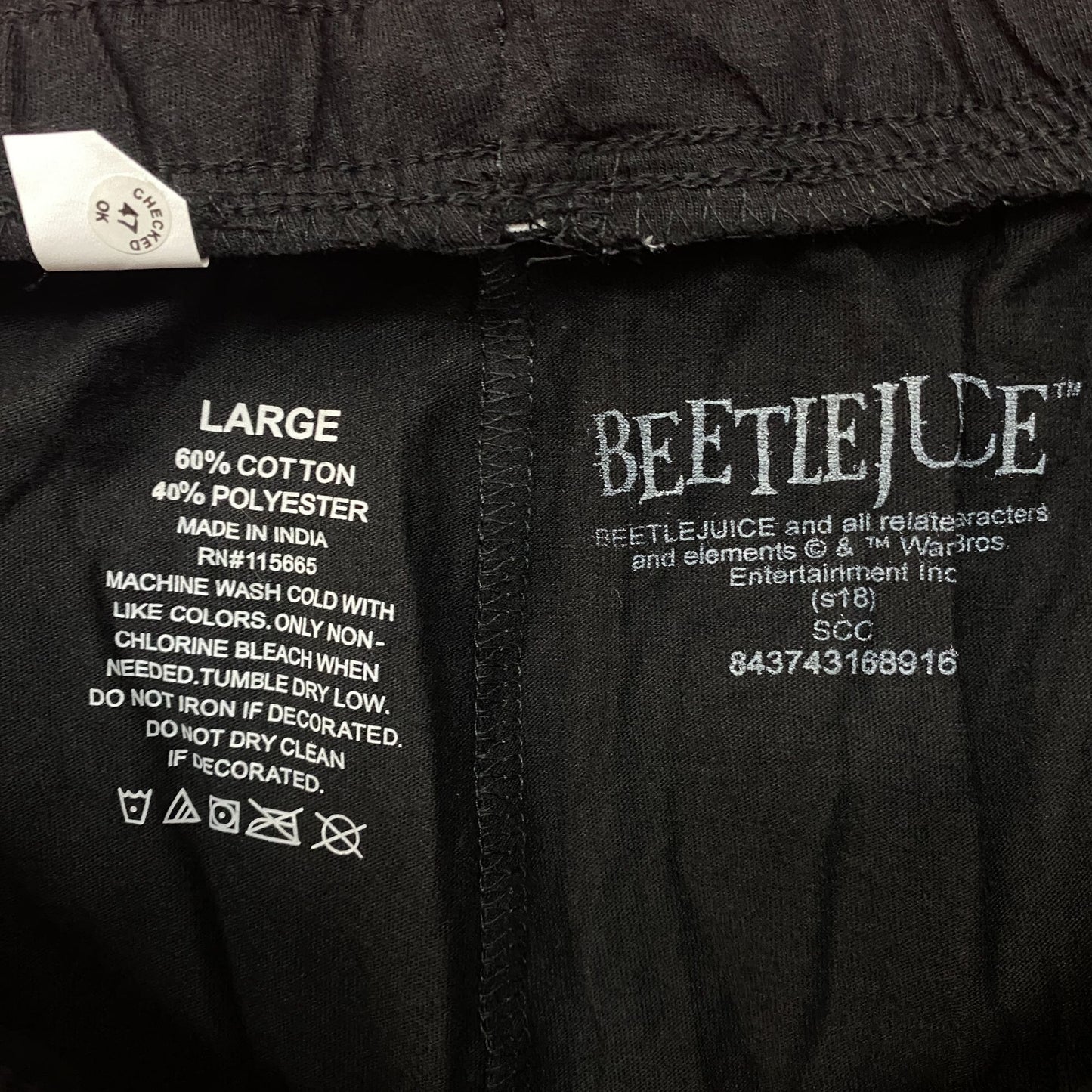Beetlejuice Classic Horror Movie Logo Men's Black Sleep Pajama Pants Large
