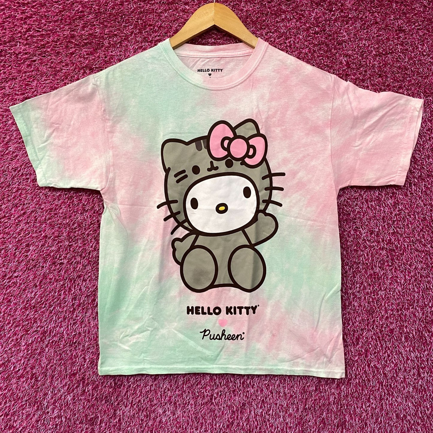 Hello Kitty Pusheen Tie Dye Pastel T-Shirt Extra Small