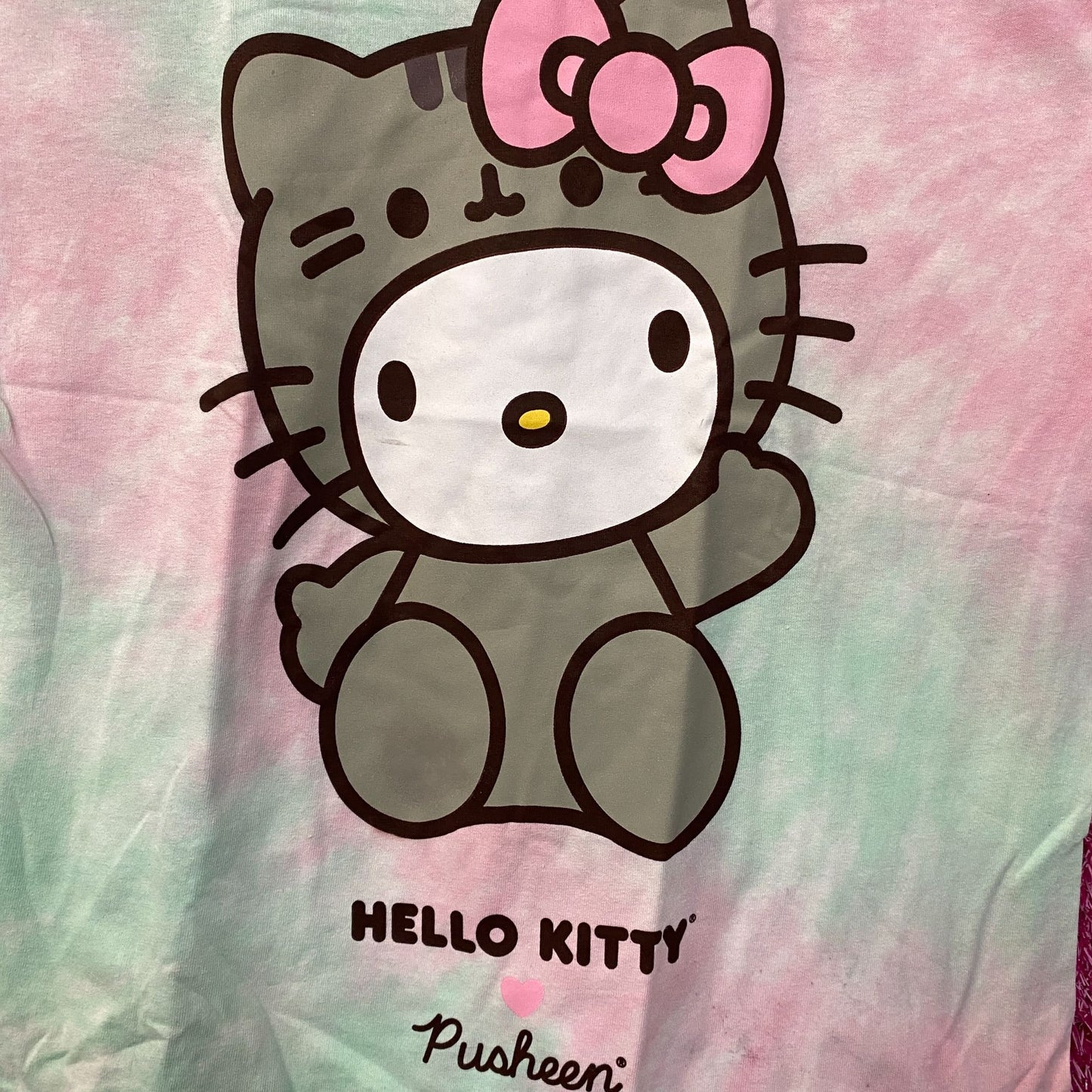 Hello Kitty Pusheen Tie Dye Pastel T-Shirt Extra Small