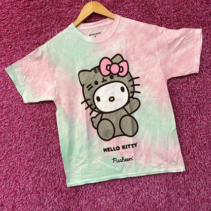 Hello Kitty Pusheen Tie Dye Pastel T-Shirt Extra Small