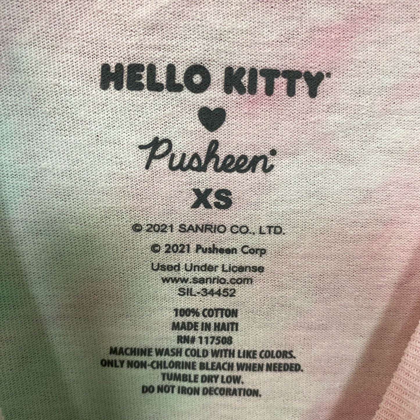 Hello Kitty Pusheen Tie Dye Pastel T-Shirt Extra Small