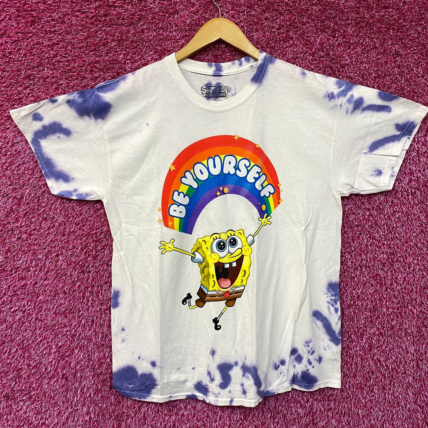 SpongeBob SquarePants Be Yourself Nickelodeon Tie Dye Tee L