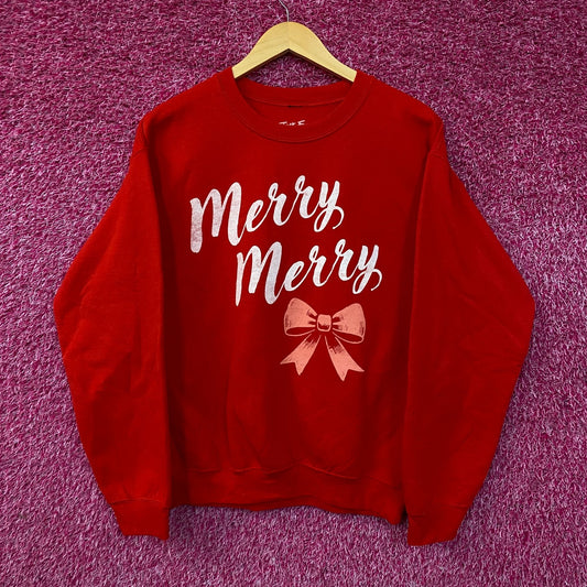 Junk Food Merry Merry Graphic Fleece Sweatshirt Small