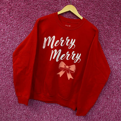 Junk Food Merry Merry Graphic Fleece Sweatshirt Small