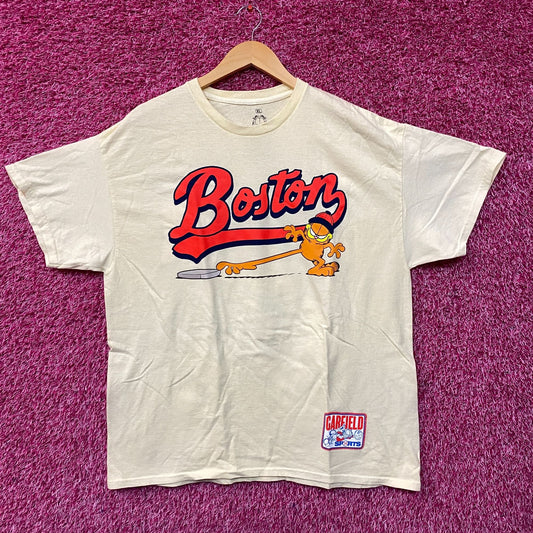 Garfield Boston Baseball Cartoon Graphic Design T-Shirt XL