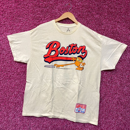 Garfield Boston Baseball Cartoon Graphic Design T-Shirt XL