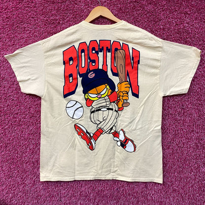 Garfield Boston Baseball Cartoon Graphic Design T-Shirt XL