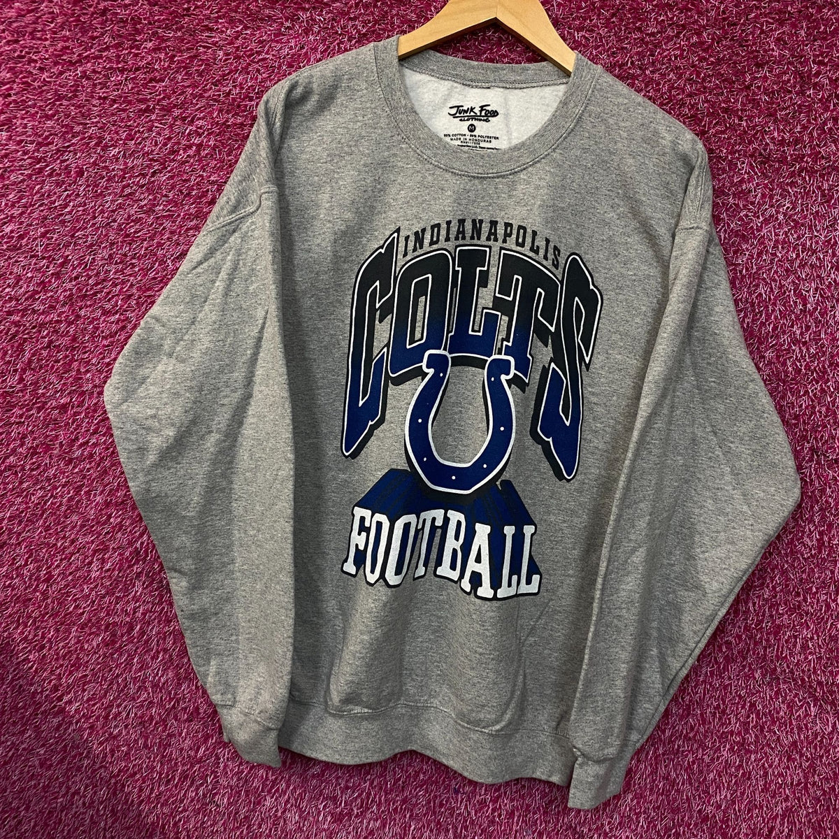 Junk Food Clothing Indianapolis Colts Heathered Gray Classic Crew Pullover Sweatshirt Medium