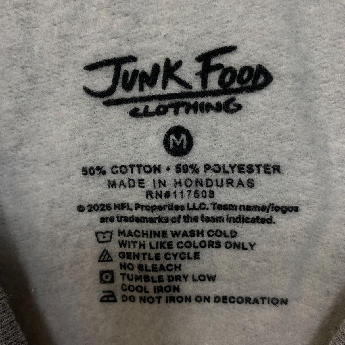 Junk Food Clothing Indianapolis Colts Heathered Gray Classic Crew Pullover Sweatshirt Medium