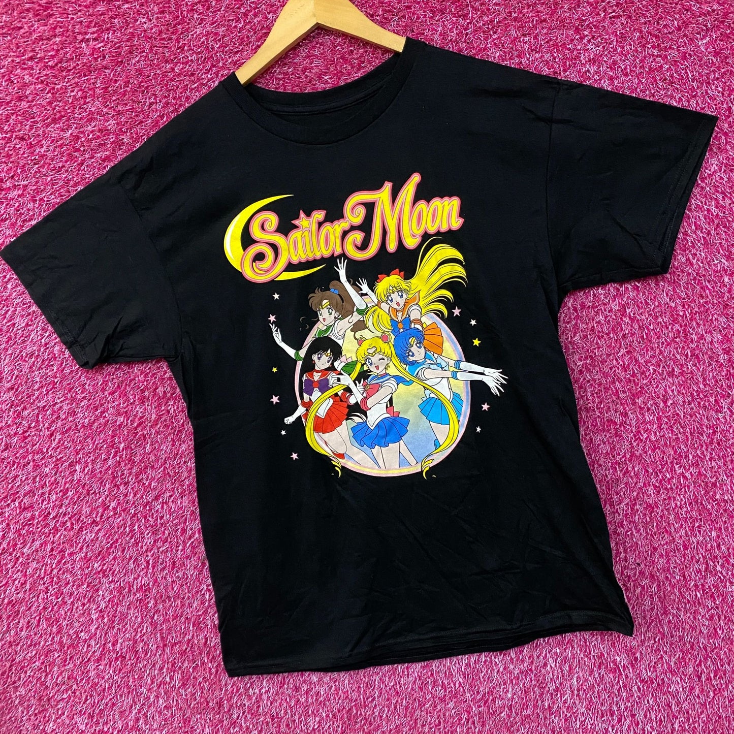 Sailor Moon Sailor Scouts Anime Series Black T-Shirt Large