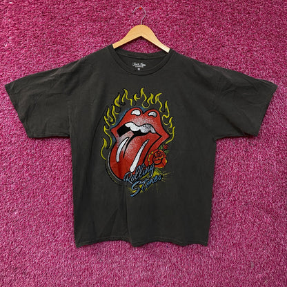 The Rolling Stones Flaming Hot Lips Graphic Rock T-Shirt XL
