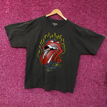 The Rolling Stones Flaming Hot Lips Graphic Rock T-Shirt XL