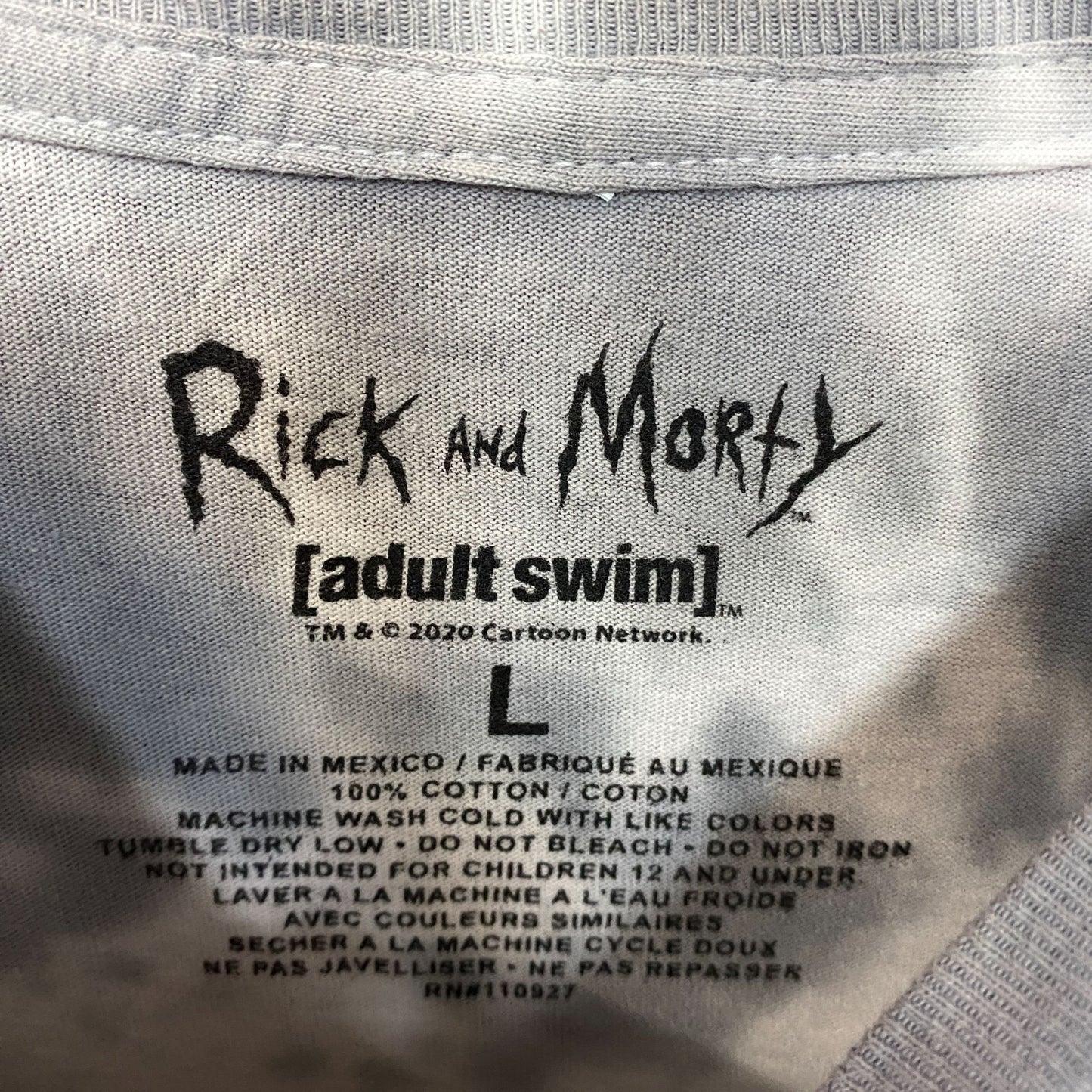 Adult Swim Rick & Morty Animated Show Tie Dye T-Shirt Large