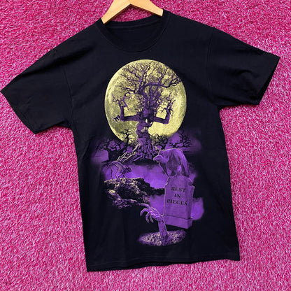 Rest In Pieces Halloween Graveyard Scene T-Shirt Medium