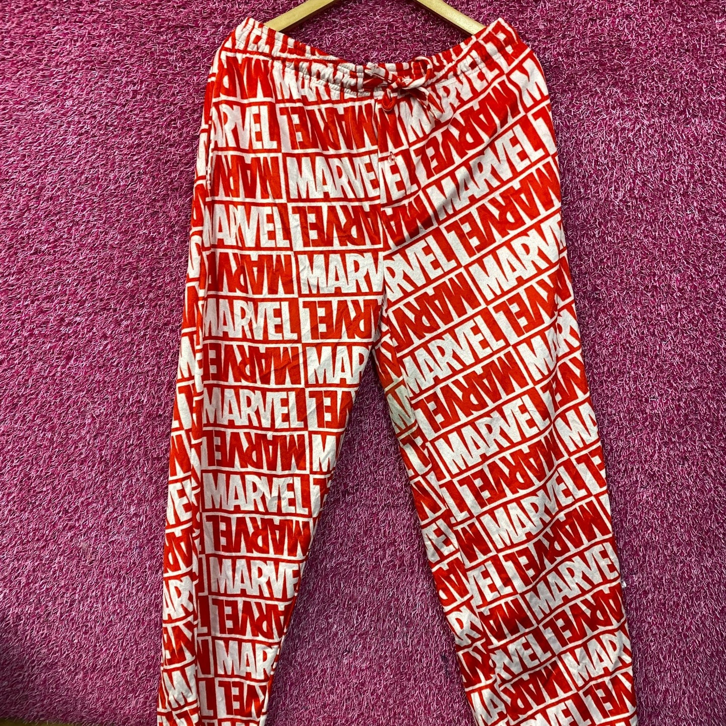 Marvel Logo All Over Red Fleece Sleep Pants XL