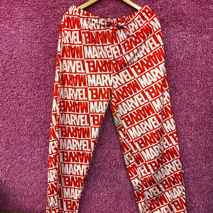Marvel Logo All Over Red Fleece Sleep Pants XL