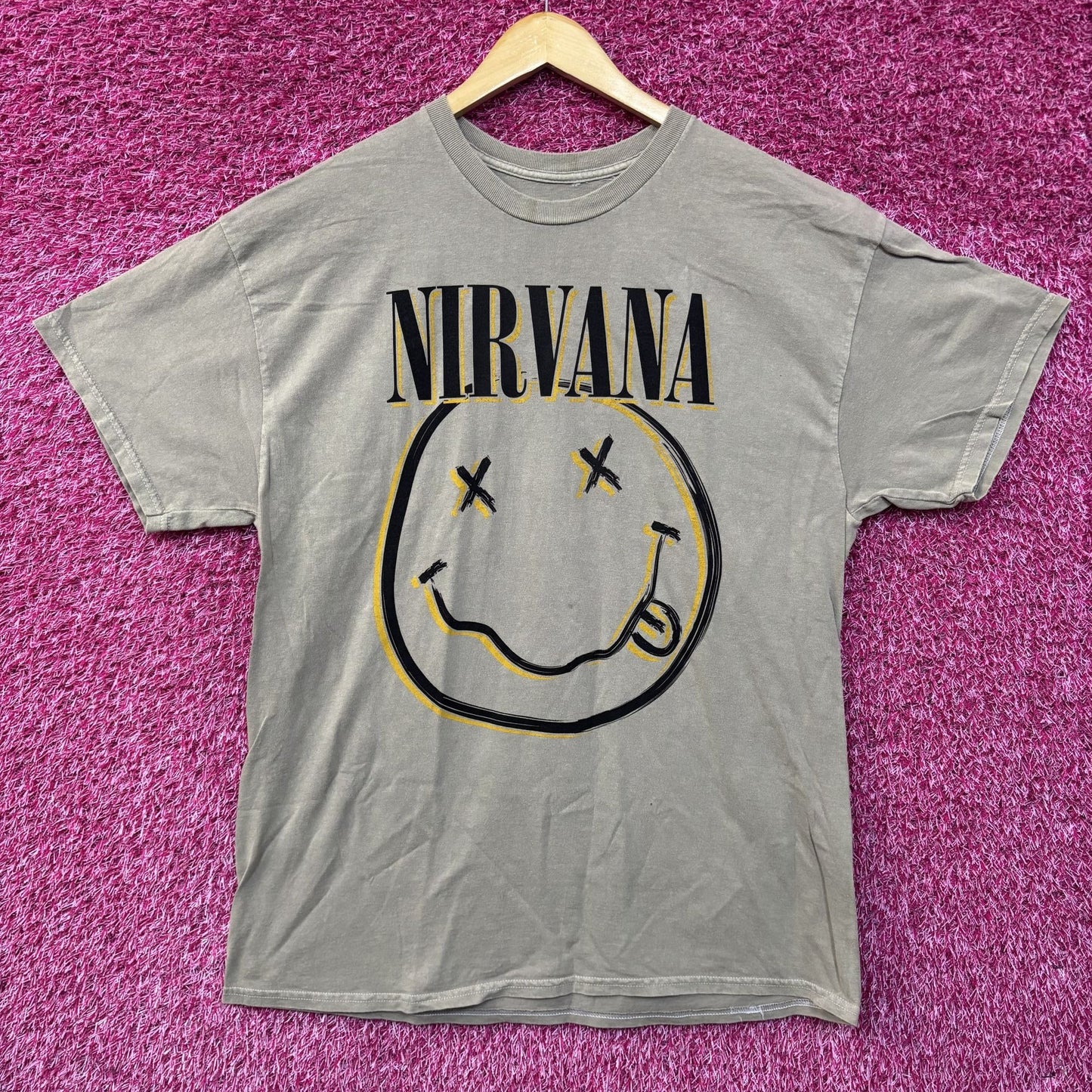 Nirvana Smiley Logo Gray Biege T-Shirt XL