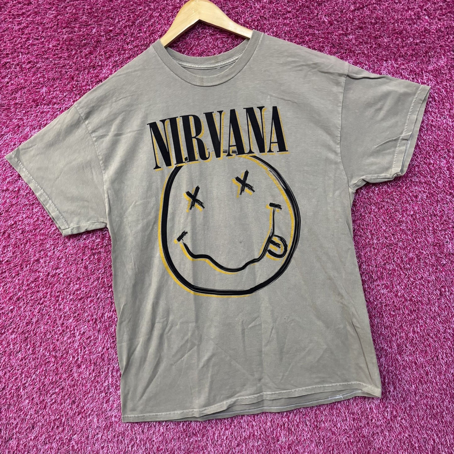 Nirvana Smiley Logo Gray Biege T-Shirt XL