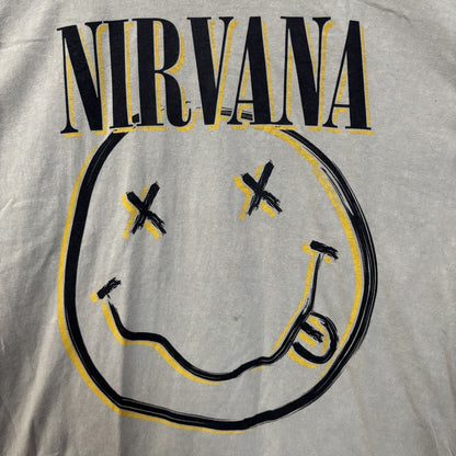 Nirvana Smiley Logo Gray Biege T-Shirt XL