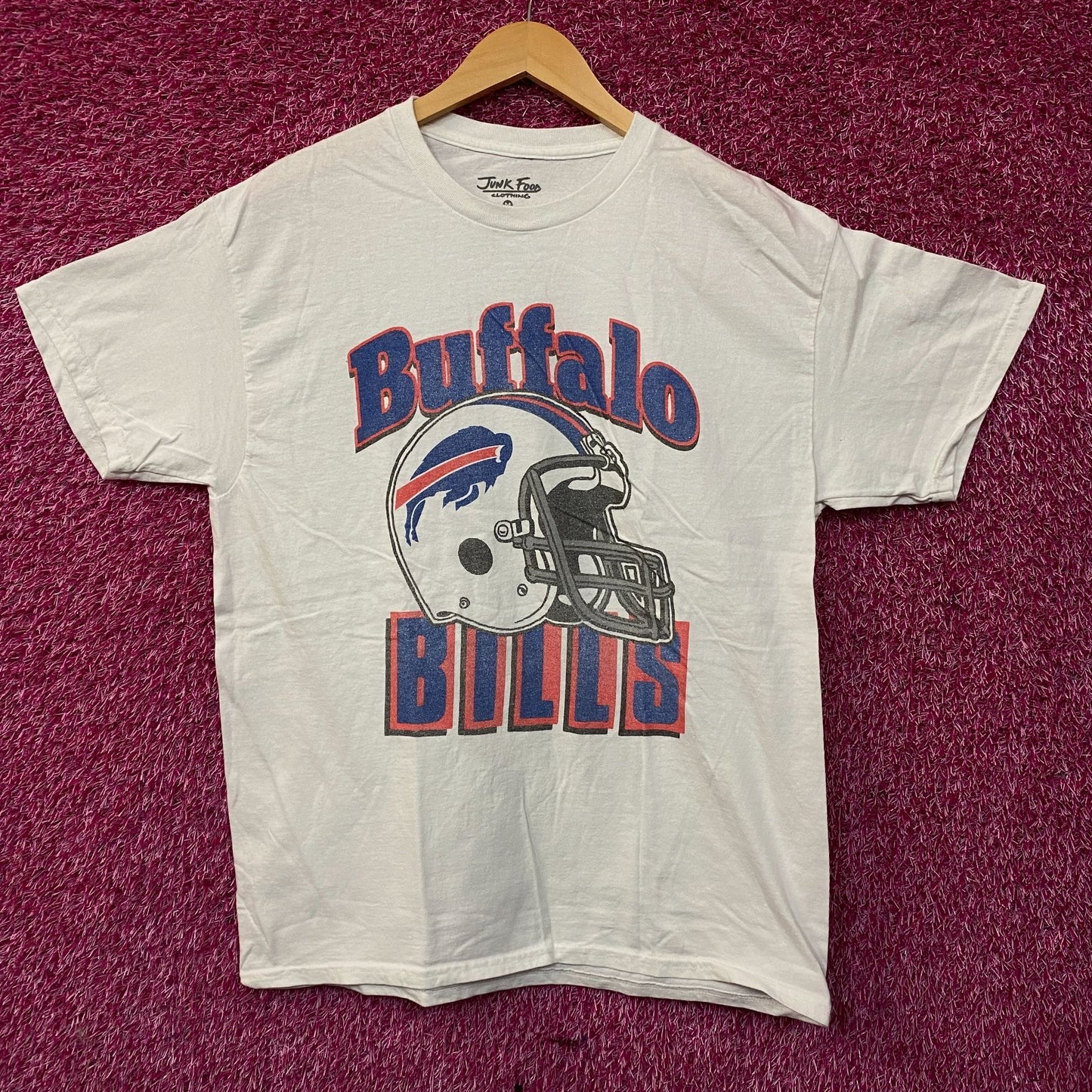 NFL Junk Food Buffalo Bills White Shirt Helmet Logo Medium