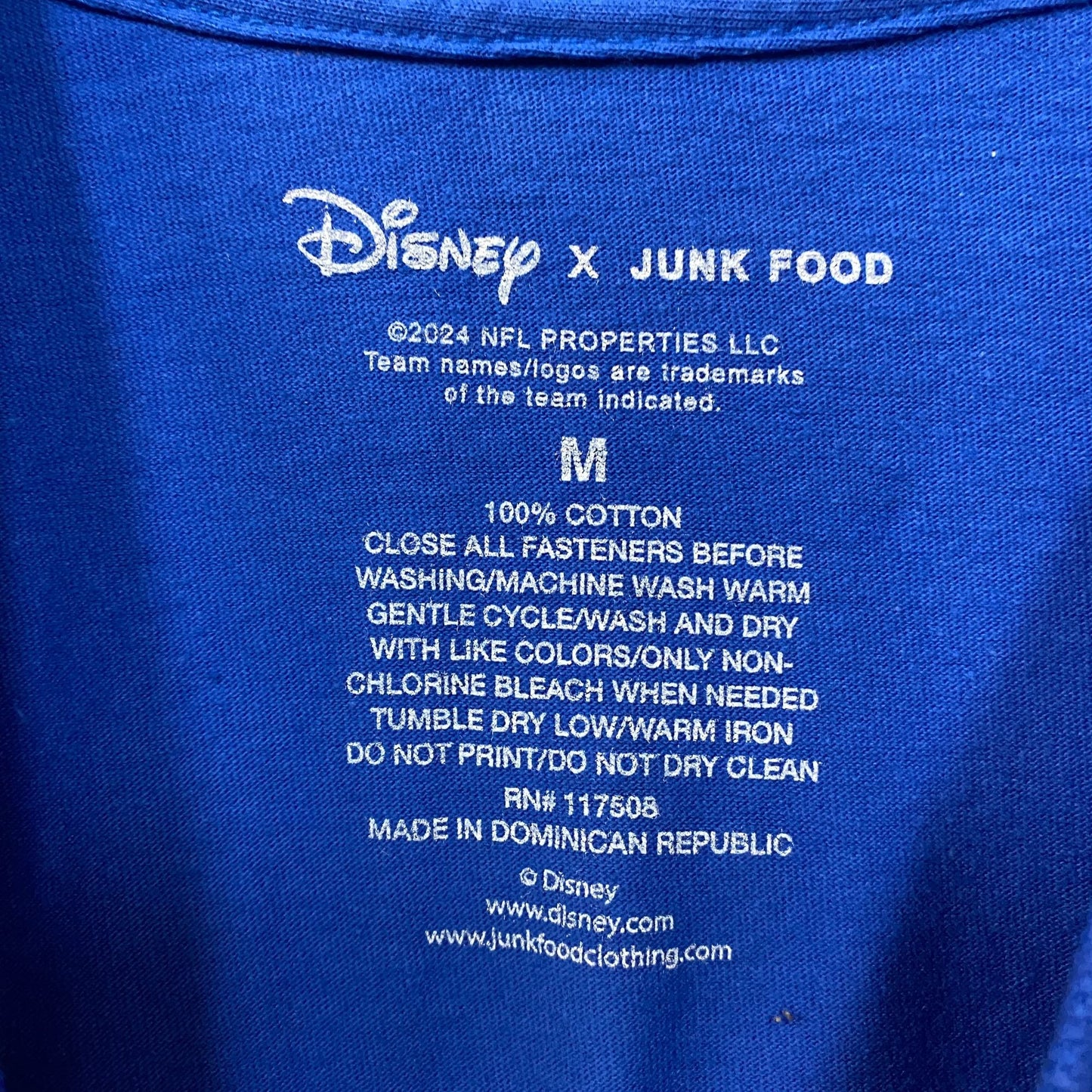 Junk Food X Mickey Mouse NFL Buffalo Bills Blue T-Shirt Medium