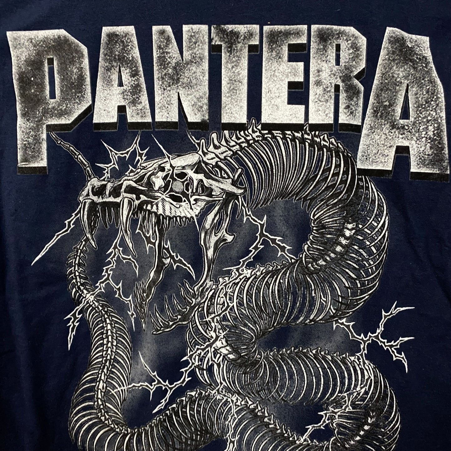 Pantera Dark Navy Blue Electrified Snake Skeleton T-Shirt XS