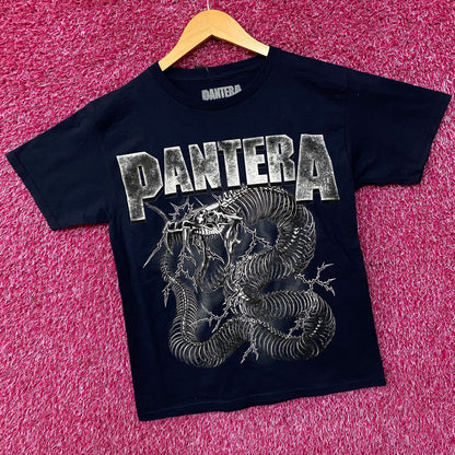 Pantera Dark Navy Blue Electrified Snake Skeleton T-Shirt XS