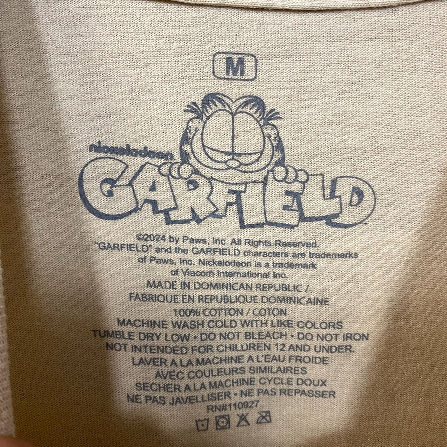 Garfield I'm Not Messy Im Creative Cartoon Beige T-Shirt Medium