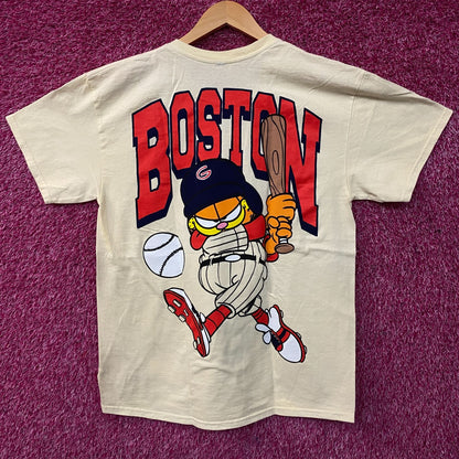 Garfield Boston Baseball Cartoon Graphic Design T-Shirt Large