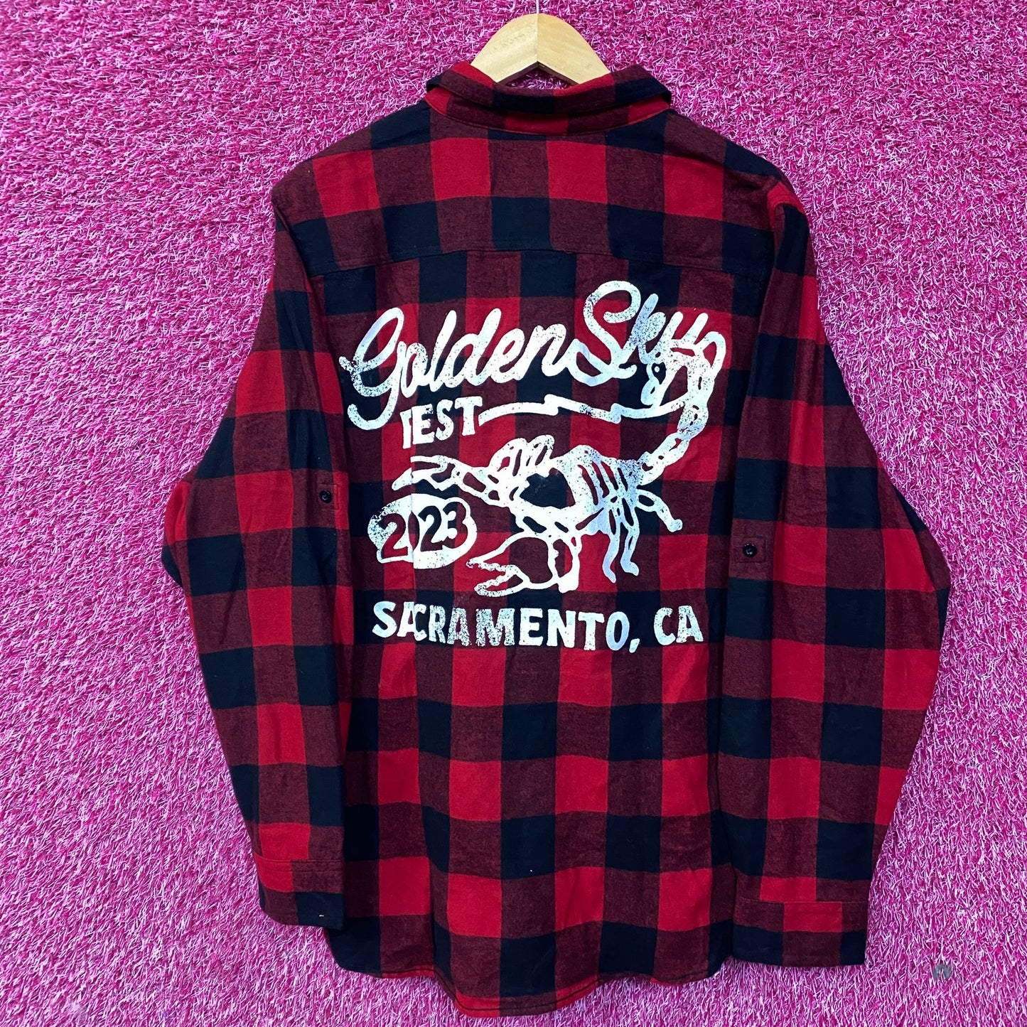Golden Sky Festival Country Flannel Button Down Shirt Large