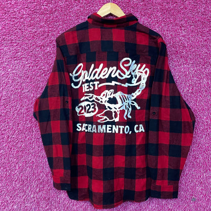 Golden Sky Festival Country Flannel Button Down Shirt Large