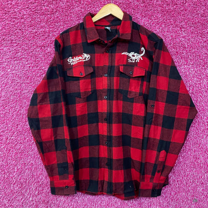 Golden Sky Festival Country Flannel Button Down Shirt Large
