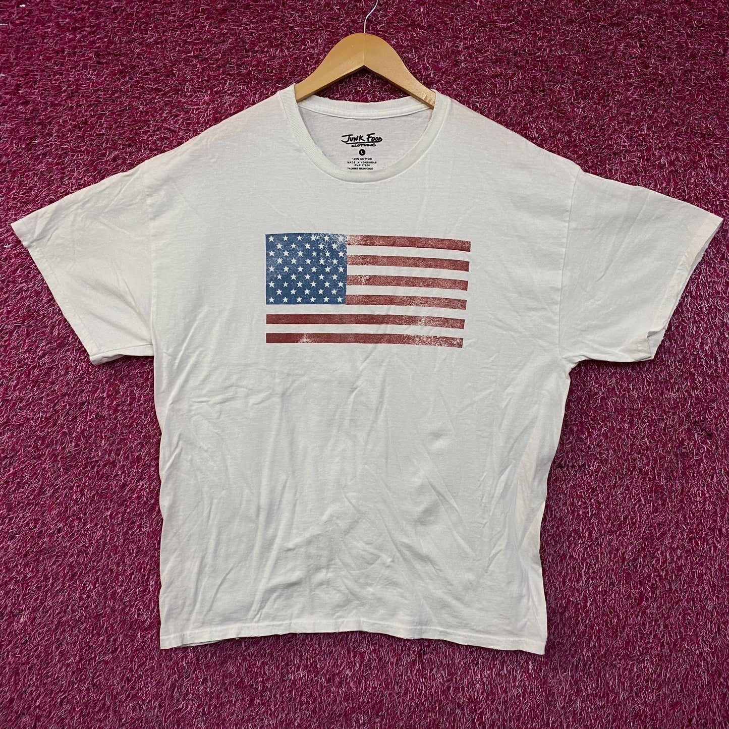 Junk Food Brand Distressed American Flag Graphic T-Shirt Large