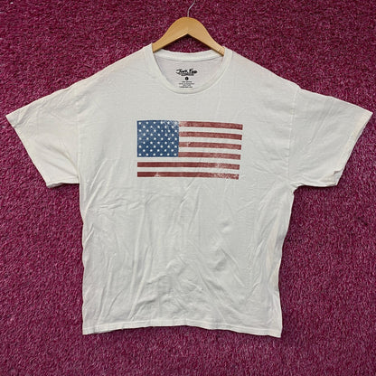 Junk Food Brand Distressed American Flag Graphic T-Shirt Large