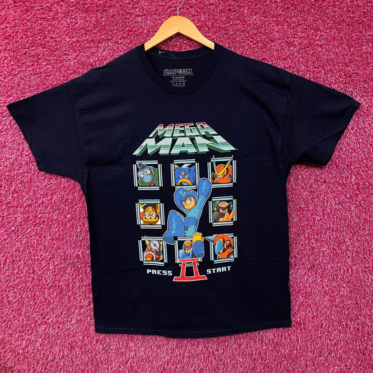 Mega Man Press Start II Retro Graphic T-Shirt XL