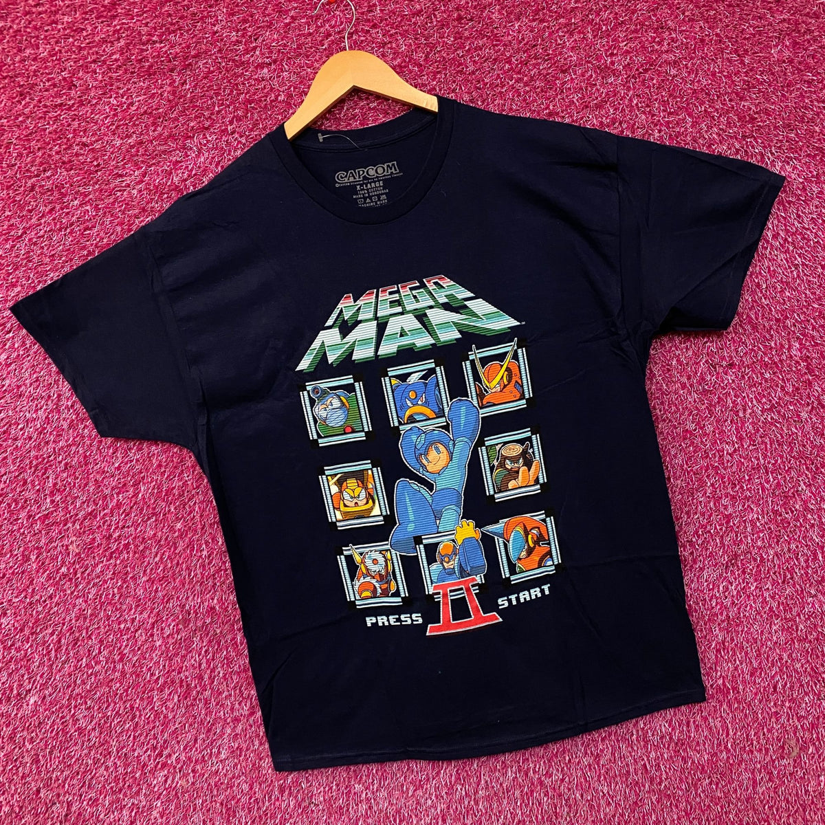 Mega Man Press Start II Retro Graphic T-Shirt XL