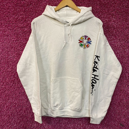 Keith Haring Dancing Figures Graphic Art Hoodie Medium