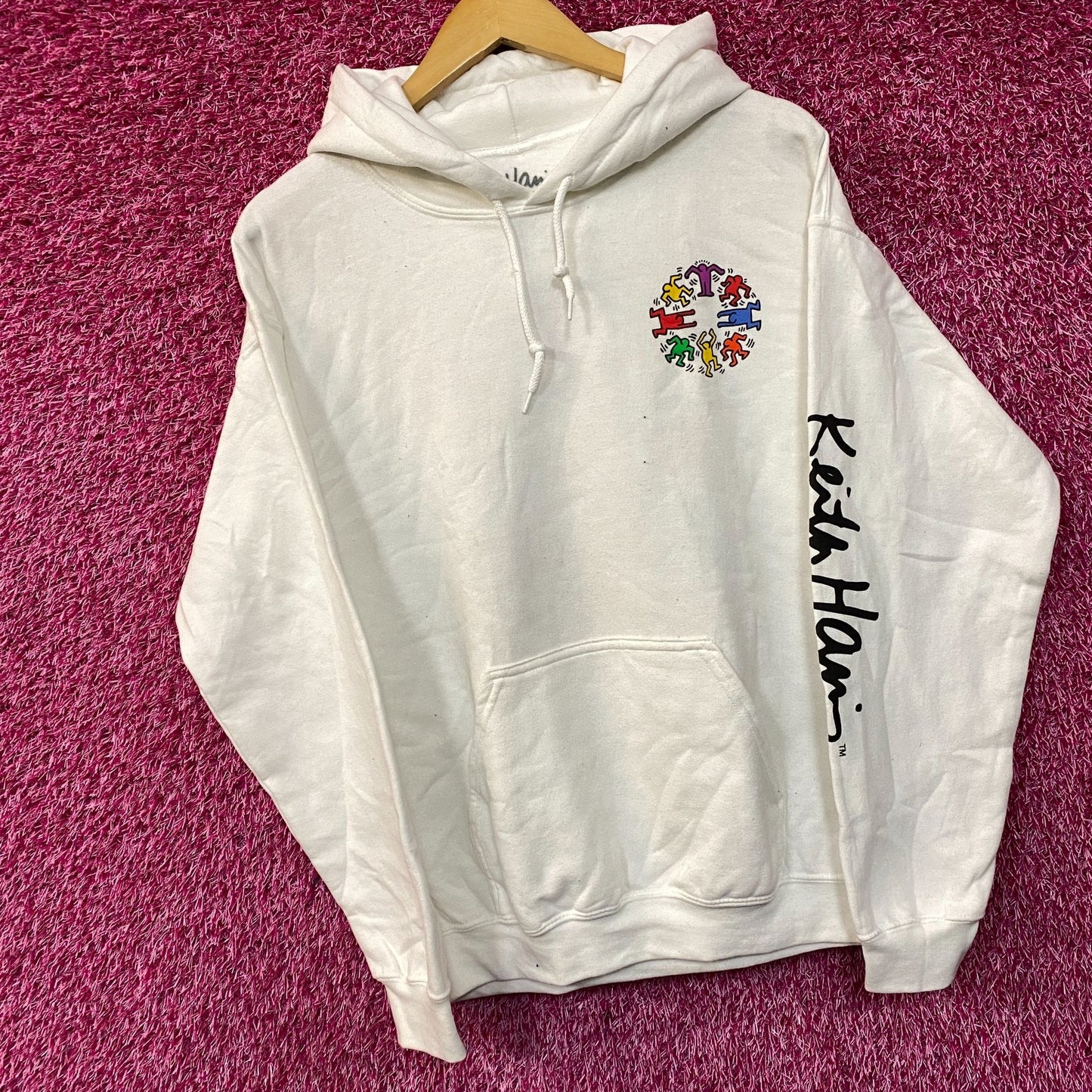 Keith Haring Dancing Figures Graphic Art Hoodie Medium