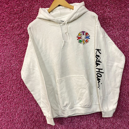 Keith Haring Dancing Figures Graphic Art Hoodie Medium