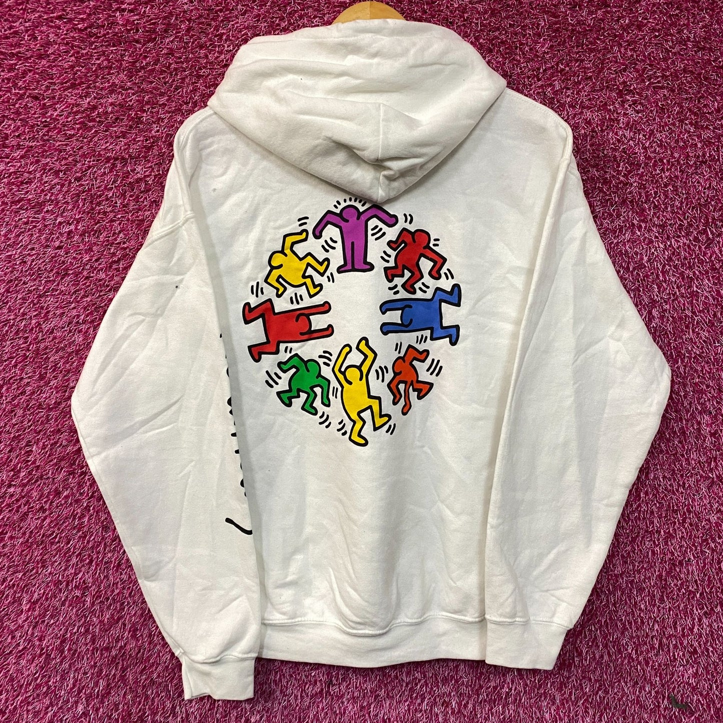 Keith Haring Dancing Figures Graphic Art Hoodie Medium