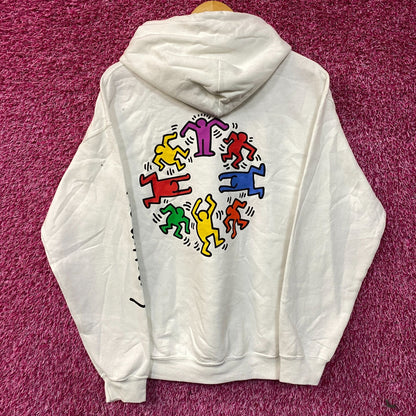 Keith Haring Dancing Figures Graphic Art Hoodie Medium