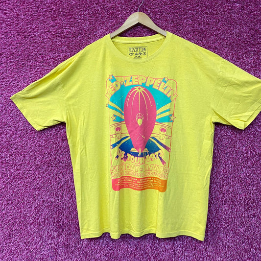 Led Zeppelin US Tour 1973 Rock Band Yellow T-Shirt XL