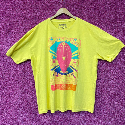 Led Zeppelin US Tour 1973 Rock Band Yellow T-Shirt XL