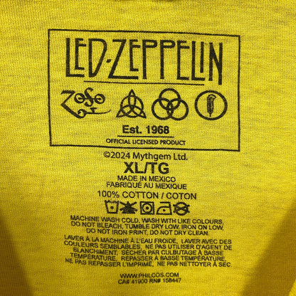 Led Zeppelin US Tour 1973 Rock Band Yellow T-Shirt XL