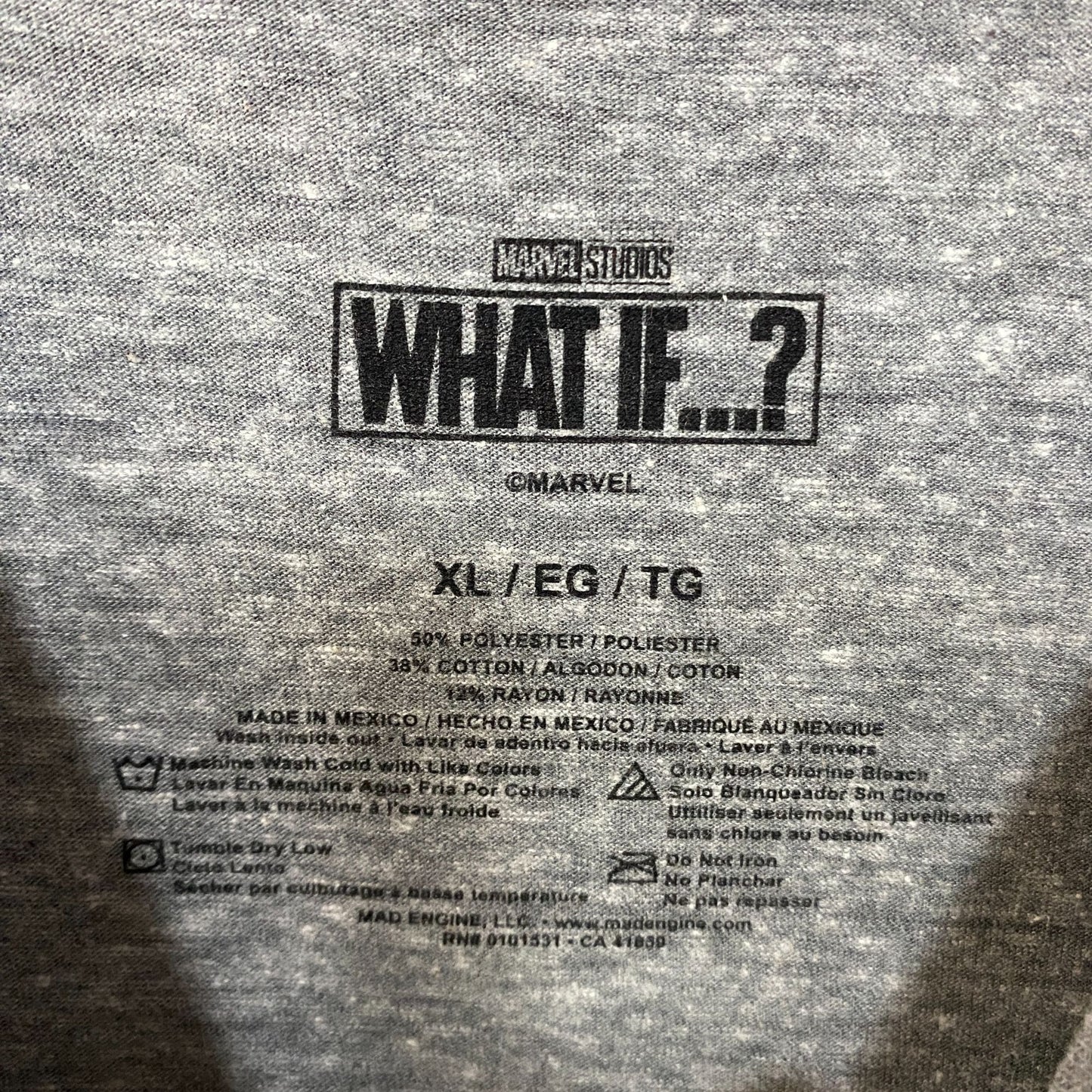 Marvel What If Captain Carter Gray T-Shirt XL