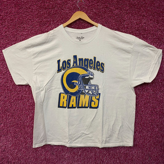 Junk Food Clothing NFL Los Angeles Rams Throwback Helmet Retro Style T-Shirt 2XL